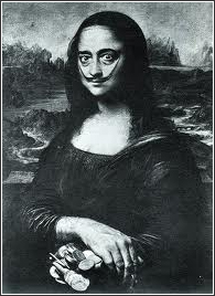 Salvador Dali self-portrait painting as the Mona Lisa