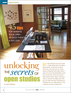 Open Studios Events Article: 45 Tips for Making Your Open Studios Event a Success Open Studios Events Article: 45 Tips for Making Your Open Studios Event a Success