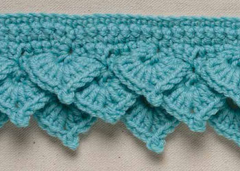 Crochet Shell Edging: Tiered Offset Shells in Rows Crochet Shell Edging: Tiered Offset Shells in Rows