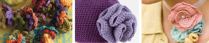 Crocheting flowers, the perfect way to use up beautiful yarn scraps and embellish craft projects