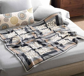Afghan Featuring Crochet Square Patterns: Cabine de Dentelle Afghan Afghan Featuring Crochet Square Patterns: Cabine de Dentelle Afghan