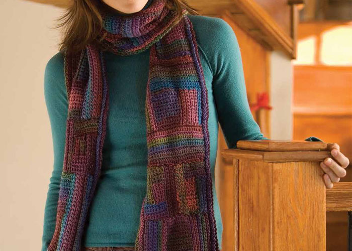 Crochet Scarves Patterns: Labyrinth Colorful Scarf by Kristin Omdahl Crochet Scarves Patterns: Labyrinth Colorful Scarf by Kristin Omdahl