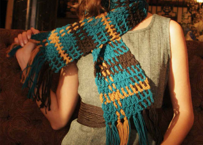 Woven Crochet Scarf: Shades of Plaid by Julie Armstrong Woven Crochet Scarf: Shades of Plaid by Julie Armstrong