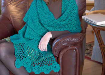 Irish Crochet Shawl Pattern: Flowers for Eryn Wrap