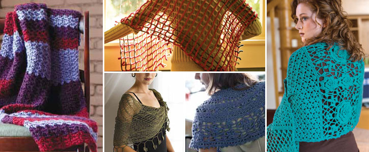 Create a beautiful crochet shawl today with designs for a lace shawl, Irish crochet shawl, prayer shawl and more.