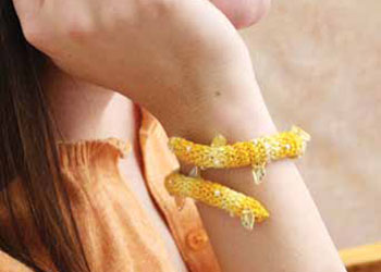 One-Skein Crochet Projects: Yellow Leaf Bracelet by Amy Clarke Moore One-Skein Crochet Projects: Yellow Leaf Bracelet by Amy Clarke Moore