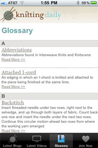 Knitting Daily App Screenshot