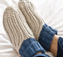 Free Knitting Patterns, Slippers: Ribby Slipper Socks Free Knitting Patterns Slippers: Ribby Slipper Socks