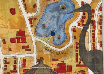 Fabric Collage Art Maps by Valerie S. Goodwin