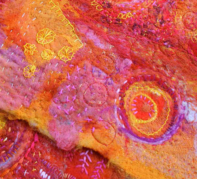 Free needle felting instructions to create quilts like this.