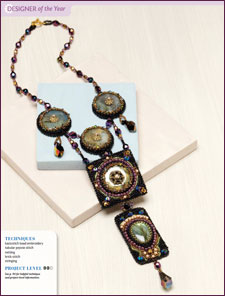by Sherry Serafini Geometic Necklace - Stone donuts and bead embroidery
