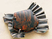 Wavy Silver and Obsidian Pendant