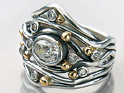 Free Flowing Argentium and Gold Wedding Band