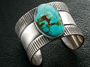 Stamped Metal Cuff with Turquoise