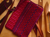 Handwoven boundweave clutch by Nancy Hoskins