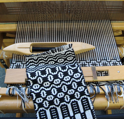 Deflected doubleweave cloth serenely handwoven by Madeyn.