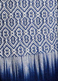 Catherine Griffith's handwoven jacket uses a painted ikat warp