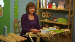 Jane Patrick at the rigid heddle loom