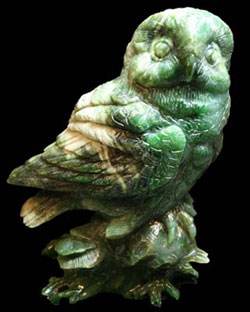 Large carved jade owl. Photo courtesy of Jade West