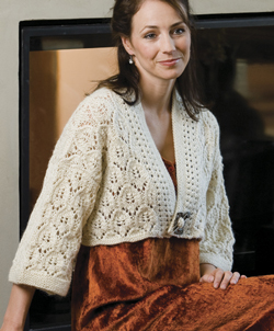 Ivory Leaves Cropped Jacket from Knitted Jackets by Cheryl Oberle