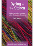 Dyeing in the Kitchen DVD Dyeing in the Kitchen, kitchen dyeing, Dyeing Protein Fibers, dyeing, protein fibers, dyeing fibers, Deb Menz, Deb Menz dyeing, Deb Menz fibers, Deb Menz color, custom colors, custom colours, synthetic dyes, dye, dyes, dyeing