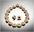 Flower Motif Necklace & Earrings 