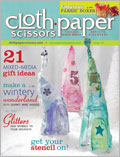 Cloth Paper Scissors, November/December 2010 mixed media, glitter, gift swap, book making, papier-mache, beryl Taylor, Ruth Rosner