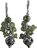 Holiday Peridot, Silver & Garnet Earring