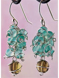 Wire Coiled Bead Cluster Earrings 