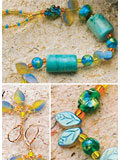 Turquoise Leaf Necklace, Bracelet and Earrings