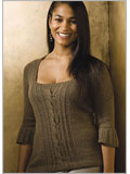 Opulent Raglan knit, pullover, square-neck, cable, alpaca, heather, elbow-length sleeves