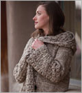 Clasica Coat knit jacket, hooded jacket, oversized hood, Deborah Newton, raglan shaping, textured jacket