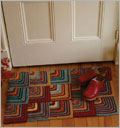 Mitered-Square Rug knit rug, colorful rug, garter stich squares, home decor, quick knit, Katy Ryan
