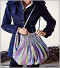 Jellyfish Bag bags, pleats, ruffles, self-striping yarn, picking up stitches, shoulder strap, lifeline