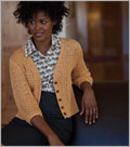 Double V Cardigan cardigans, jackets, sweaters, lace, puffed sleeve, v-neck, cotton, button holes, hem