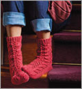 Kumara Bed Socks Socks, Lace socks, Easy lace socks, Top-down, Short-row heel, Short-rows, Lace knitting, Easy lace knitting, Cables