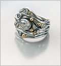 Free Flowing Argentium and Gold Wedding Band 