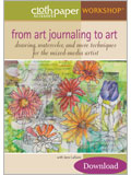 From Art Journaling to Art: Drawing, Watercolor, and More Techniques for the Mixed-Media Artist with Jane LaFazio (Video Download) Jane LaFazio; art journaling; illustrated art journal; watercolor journal; mixed-media art; collage; free-motion stitching; journal pages; drawing strategies; watercolor techniques; image transfers