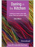 Dyeing in the Kitchen (Video Download) Dyeing in the Kitchen, kitchen dyeing, Dyeing Protein Fibers, dyeing, protein fibers, dyeing fibers, Deb Menz, Deb Menz dyeing, Deb Menz fibers, Deb Menz color, custom colors, custom colours, synthetic dyes, dye, dyes, dyeing