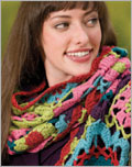 Carmen's Jazz Scarf crochet pattern, scarf pattern, granny squares, motifs, floral motifs, 