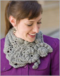 Marcelle's Fancy Neck Wrap crochet pattern, neck wrap pattern, cowl pattern, crochet motifs, Tunisian crochet, knitted ribbing