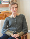 Galvanized Cardigan knit, pattern, cardigan, rustic wool, long sleeve, accent collar, galvanized, colorwork