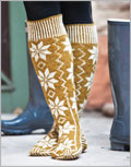 Stranded Boot Stockings knit, pattern, socks, stockings, knee-length, Norwegian, snowflake, colorwork