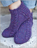 Pavo Slipper Socks knit, pattern, slipper, sock, bootie, child, adult, cabled, quick