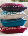 Four Square Pillows pillows, home decor, crochet chain, i-cord, felted, slip stitch, slipped stitch colorwork