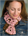Cactus Flower Scarf scarf, neck wrap, double layer, crochet, pattern, color work