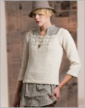 Piccadill Pullover knit pullover, retro pullover, diagonal stripes, sporty pullover, short row stripes, raglan sleeves, Fiona Ellis