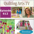Quilting Arts TV, Episode 612 - Paints, Inks, and Crayons! (Video Download) quilting arts tv, QATV, paints, inks, crayons, monoprinting, stencil, journal, computer, 3-D, Poley, Julie Fei-Fan Balzer, Jeanie Sumrall-Ajero