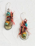 Mojave Earrings mixed media jewelry, resin, cold connections, fabric, polymer clay, mixed media, jewelry