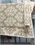 Kelmscott Throw Colorwork, Intermediate, Interweave Knits, Blanket, #3 – Light, Throw, Interweave Knits Fall 2011, tassel, home dec, damask, Ann McDonald Kelly, double knit 